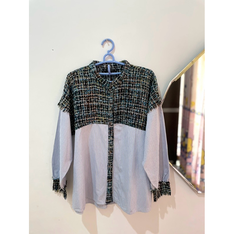 Zara Blouse Tweed Kemeja