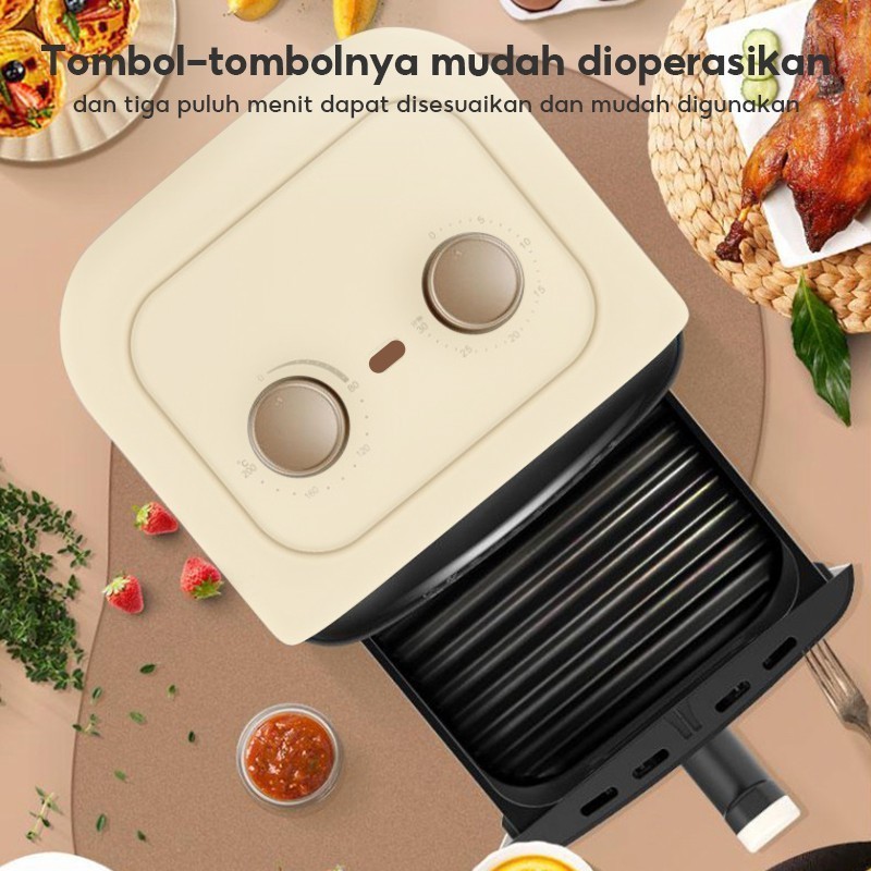 HAN RIVER Air Fryer 4.2L Multifungsi Wajan Anti Lengket Bebas Minyak Low Watt 800 Watt HRAF03WT