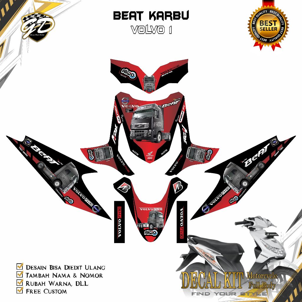 Decal Beat Karbu Full Body Stiker Decal Beat Karbu Full Body 2008 2009 2010 2011 2012 Volvo