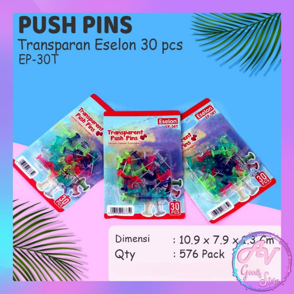 

Push Pin Paku Jarum Banyak Warna Transparan isi 30pcs