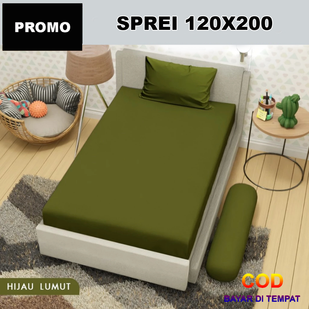 COD Set Sprei Seprei Polos 120x200 Dan 2 Sarung Bantal Guling Homemade Katun Embos Dekorasi Kamar