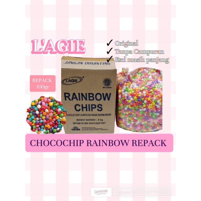 

Choco chips Rainbow / Coklat / Dark Chip Repack 100gr / hiasan kue