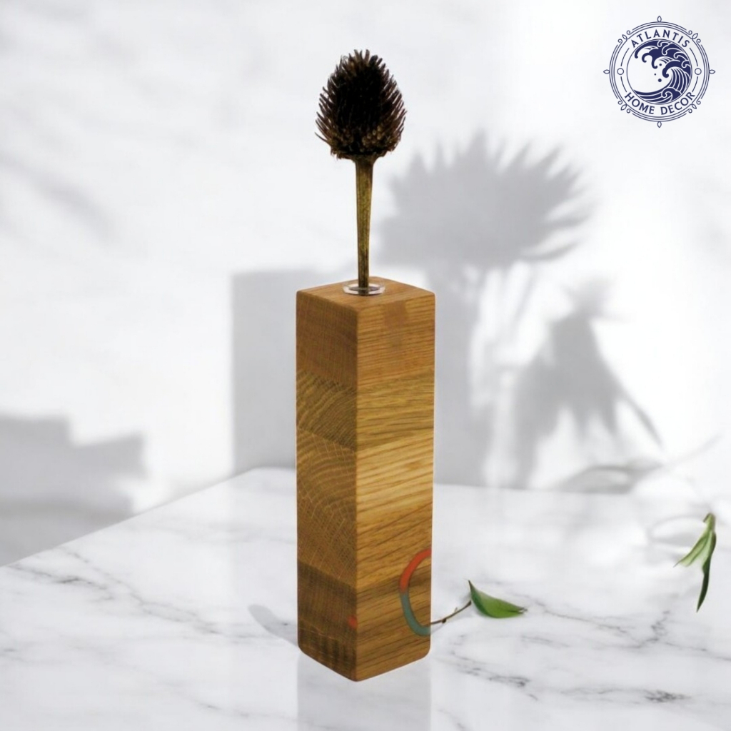 Naya - Vas Kaca Indoor Bunga Dekorasi Kayu untuk Meja dan Dinding