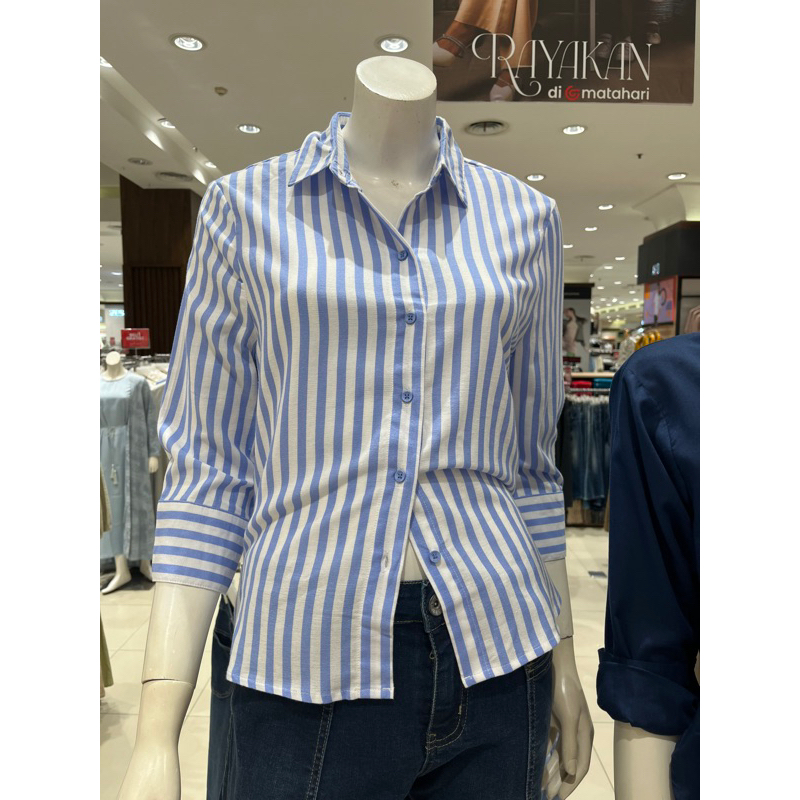 LOGO JEANSKOLEKSI  ATASAN KEMEJA WANITA MOTIF SALUR ORIGINAL MATAHARI (S-L)