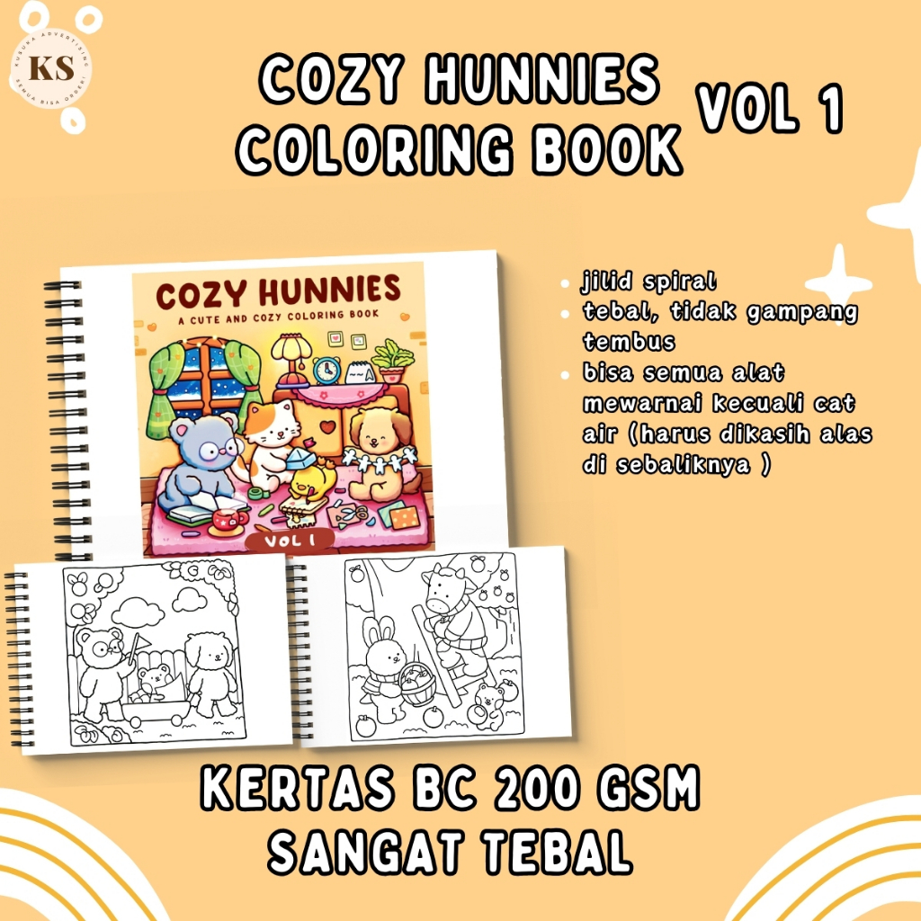 

COZZY HUNNIES VOL 1 Coloring Book For Kids And Adults Cute & Cozy Buku Mewarnai Remaja Dewasa Aesthetic Kertas Tebal