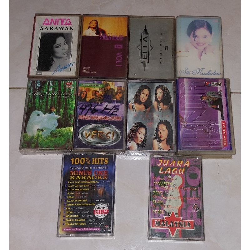 kaset pita ANITA SARAWAK-Asmara / SHEILA MAJID-The Best Of Vol. 1 / ELLA-Demi / SITI NURHALIZA / SIT