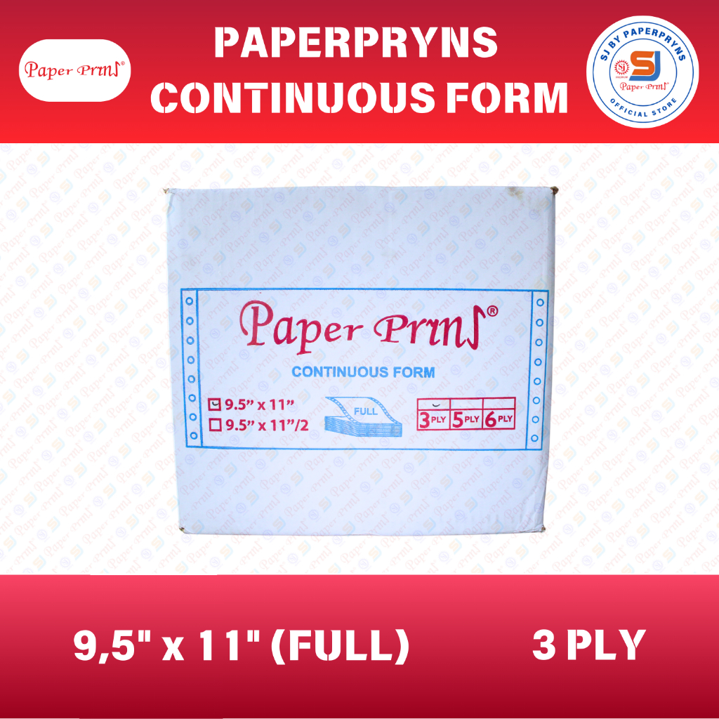 

PAPERPRYNS Continuous Form 9,5" × 11" (3 PLY) - FULL - NCR Sheets
