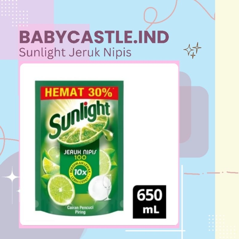 [BABYCASTLE] Sabun Pembersih Cuci Piring Cair Sunlight Lime Jeruk Nipis 650ml