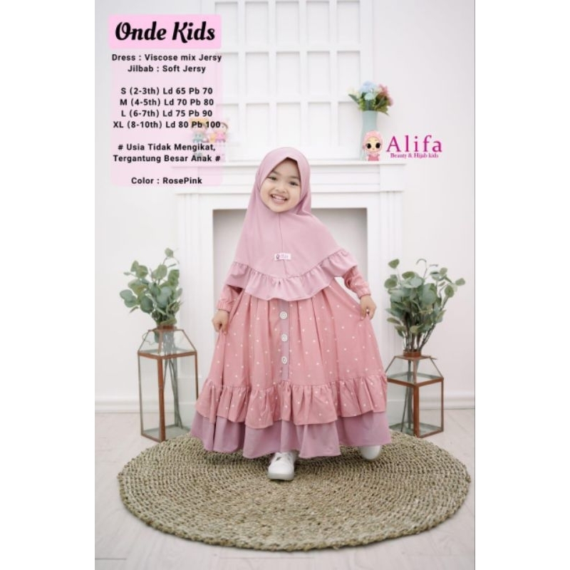 ONDE KIDS GAMIS ANAK PEREMPUAN PLUS JILBAB ORIGINAL ALIFA