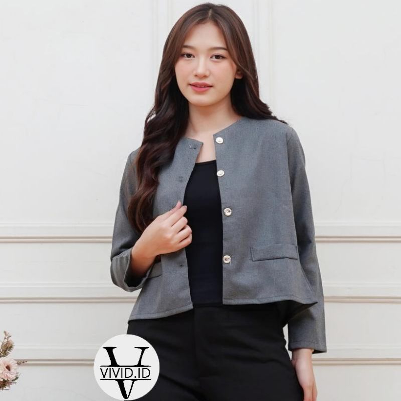 VIVID - Blazer Wanita Korea/Blazer Kantor Wanita/Blazer Crop/Outer Crop Wanita