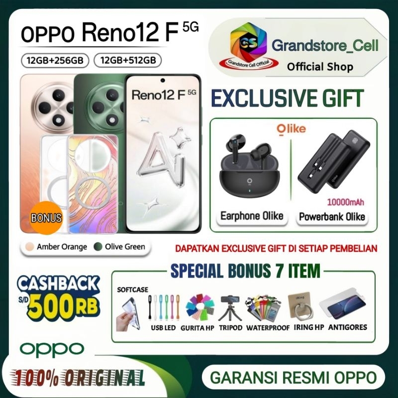 OPPO RENO12 F 5G RAM 12/256GB | OPPO RENO 12F 5G RAM 12/512GB | OPPO RENO12F 5G GARANSI RESMI OPPO I