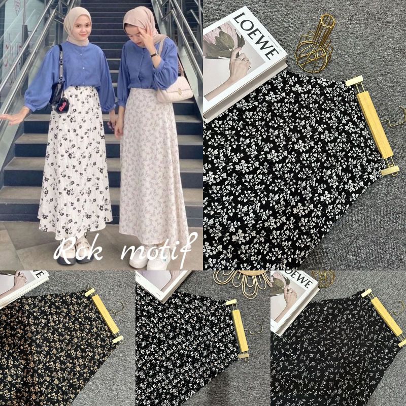 rok A line motif/A line panjang/rok panjang wanita