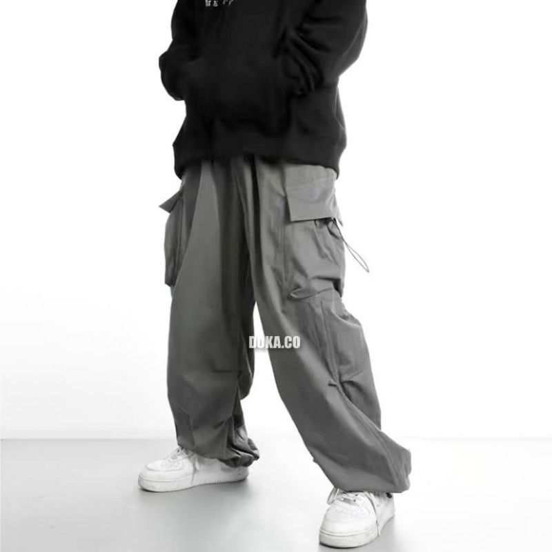 Baggy Pants Cargo Panjang Pria Wanita Fit Jumbo Bahan Katun Halus - Doka