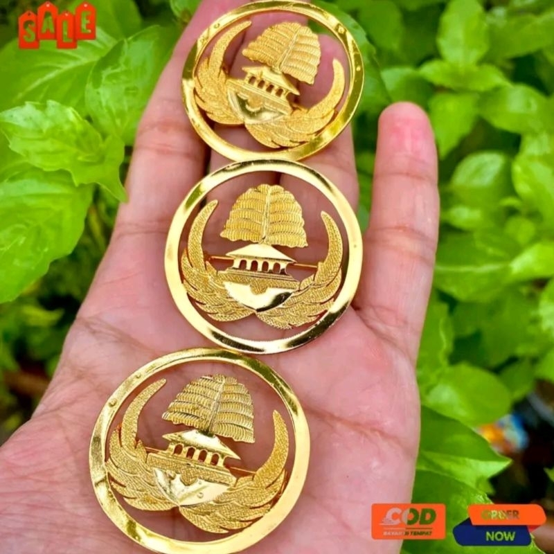 Pin Bros Korpri Bulat full Block || Lapis Emas Gold Magnet/Peniti