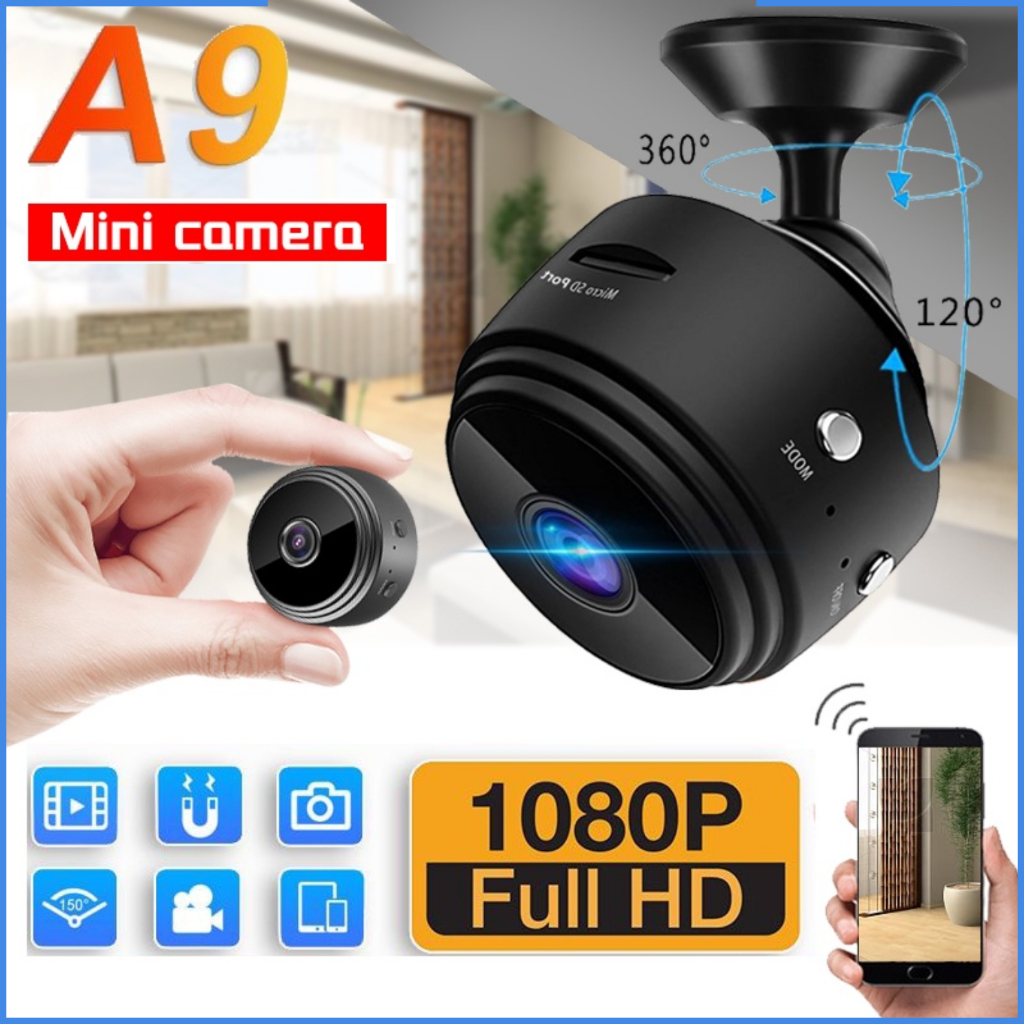 Taffware CCTV Mini Tersembunyi Tanpa Kabel Wifi Jarak Jauh Pantau hp Nightvision 1080P - A9NV