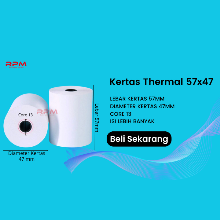 

Kertas Struk Thermal 57x47 58x47 Termal Roll Kasir 57x47mm Printer Edc Bluetooth 57mm 58mm