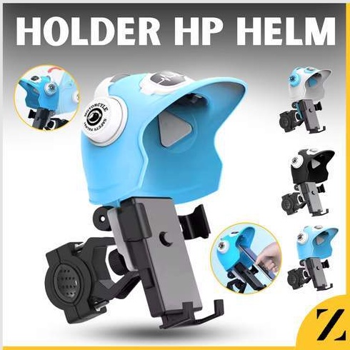 KODE X59C Holder Hp Motor Model Topi Helm Motif Lucu Dudukan Handphone Spion Motor Besi Phone Holder