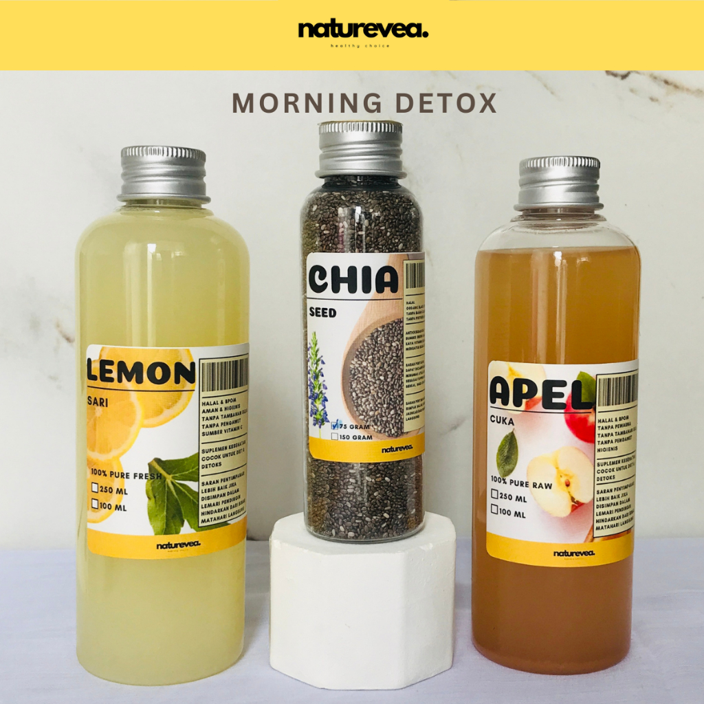 

Paket Morning Detoks 3 in 1 Sari Lemon Alami Cuka Apel Natural Chia Seed Organik