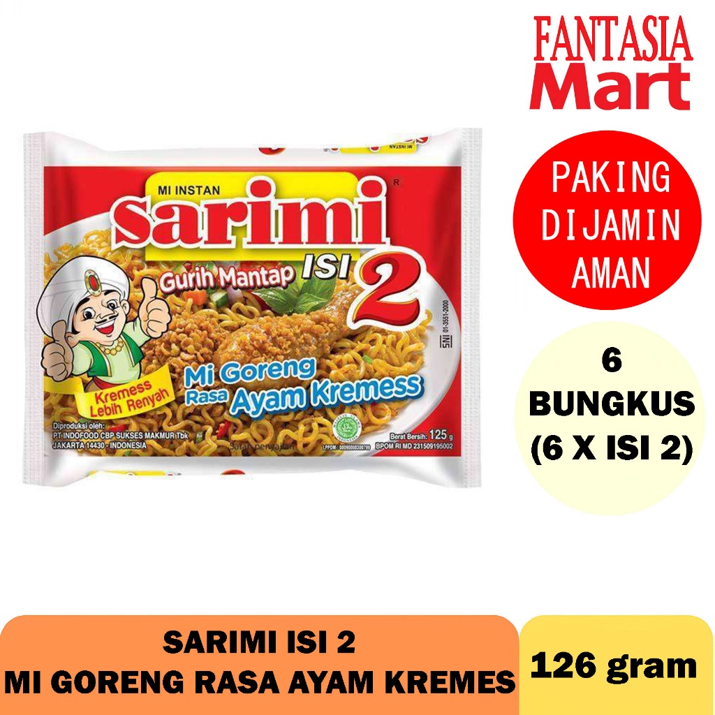 

SARIMI ISI 2 RASA MI GORENG AYAM KREMES PACK PER 6 BUNGKUS (6 X ISI 2) FUN CORNER DENGAN PAKING AMAN