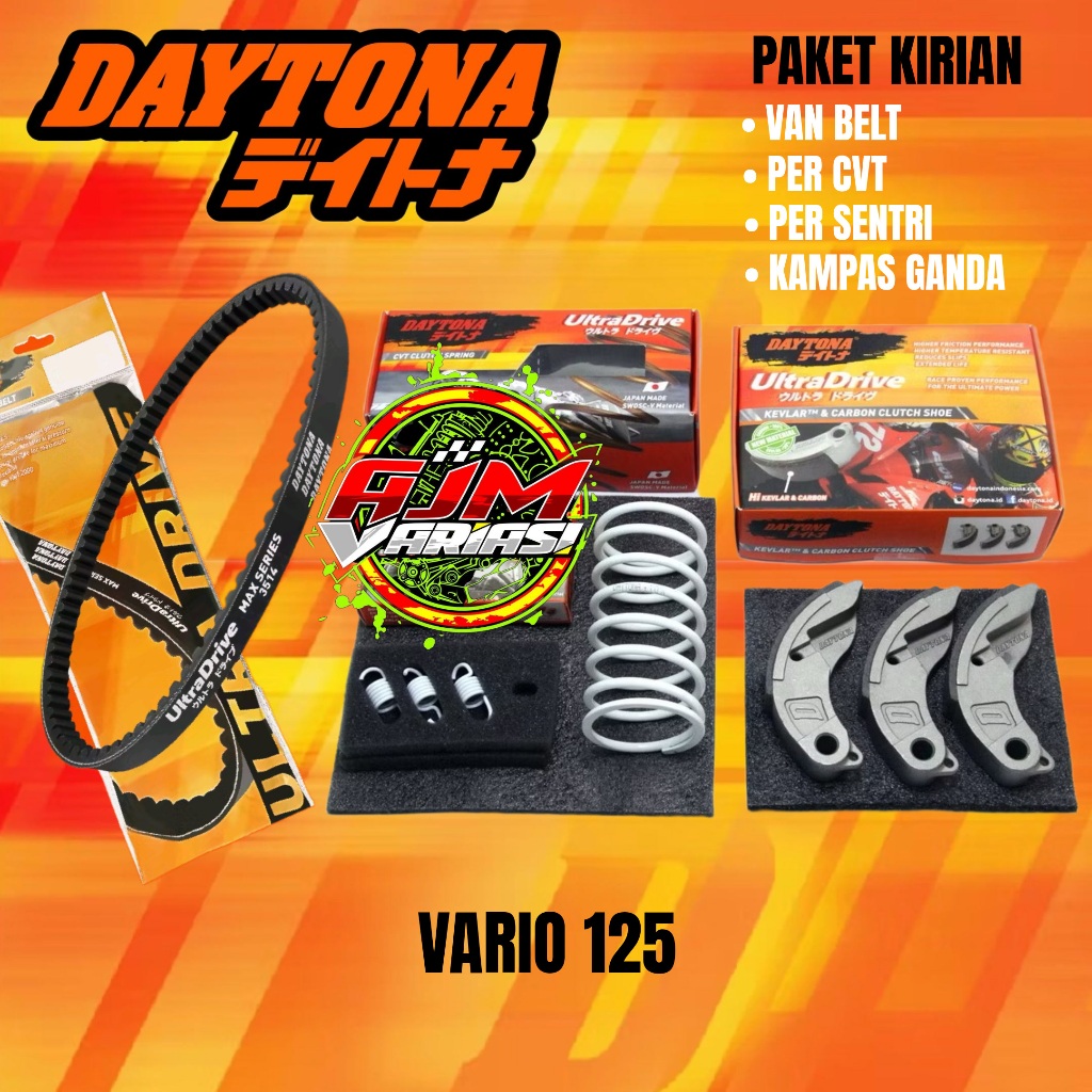 Paket Kirian Daytona Vanbelt + Per CVT + Per Sentri + Kampas Ganda Vario 125 CBS, Vario 125 Lama Boh