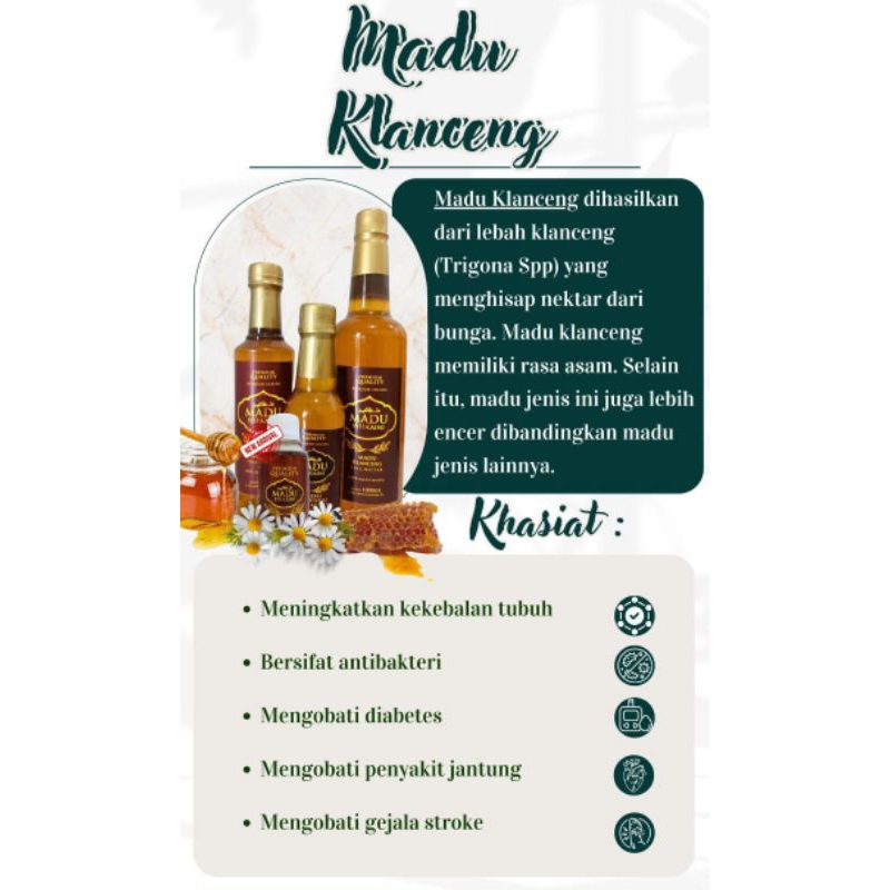 

Madu Klanceng Murni Syifa'aini Ruqyah Inside Mentah Asli Raw Honey Kemasan Botol Plastik Bening