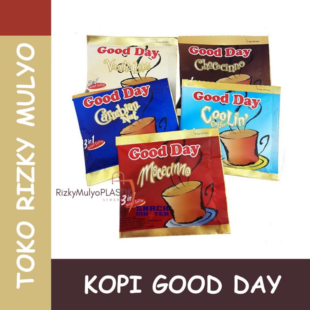 

1 Sachet Goodday Coffee Sachet / 3in1 Good Day Kopi Instant Carabian Nut / Coolin / Mocachino / Chococino / Vanilla Latte