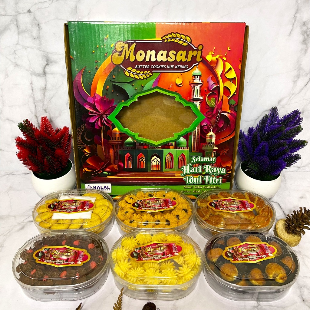 

KUE MONASARI OVAL PARSEL LEBARAN, NASTAR, PUTRI SALJU, KEMBANG SELAI, KEMBANG SAGU, COKLAT, KACANG