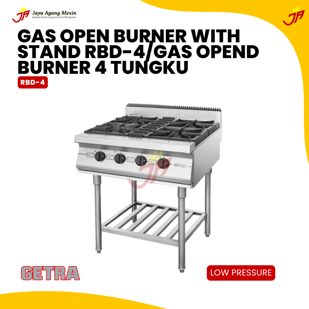 GETRA Gas Open Burner With Stand RBD-4/Gas Opend Burner 4 Tungku Low pressure with Stand getra/Gas O