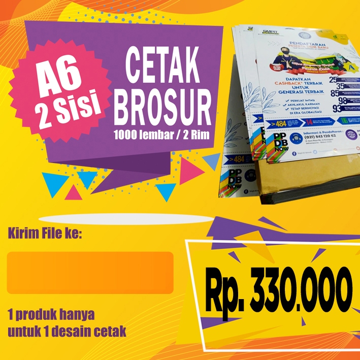 

Cetak Brosur A6 (2 Sisi ) 2 rim / 1000 lbr | Art Paper 120 gr Murah !