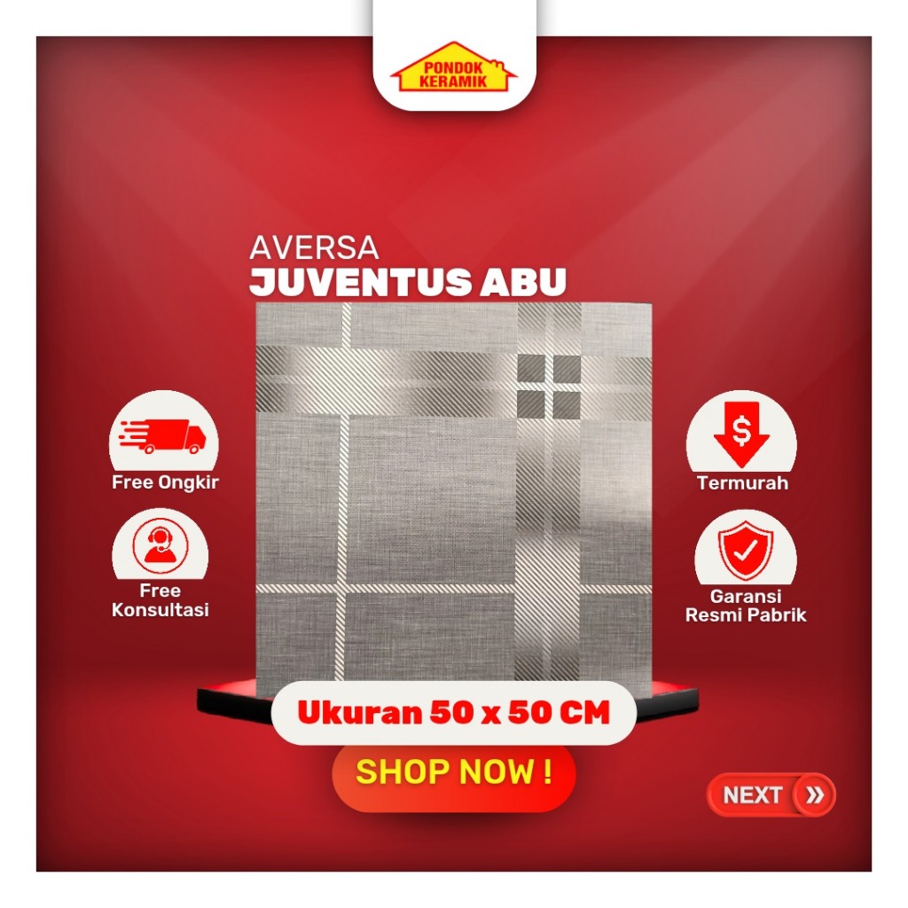 Keramik Lantai Aversa 50x50 Juventus Abu / Keramik Kasar Warna Abu