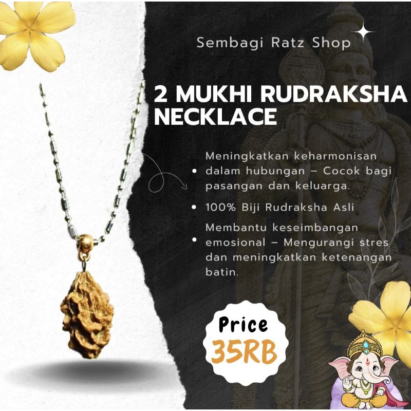 2 Mukhi Rudraksha Necklace | Kalung Rudraksha 2 Mukhi
