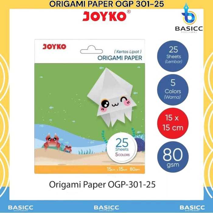 

Joyko Kertas Origami Paper 15cmx15cm OGP 301-25 @1 Set=25 Lembar