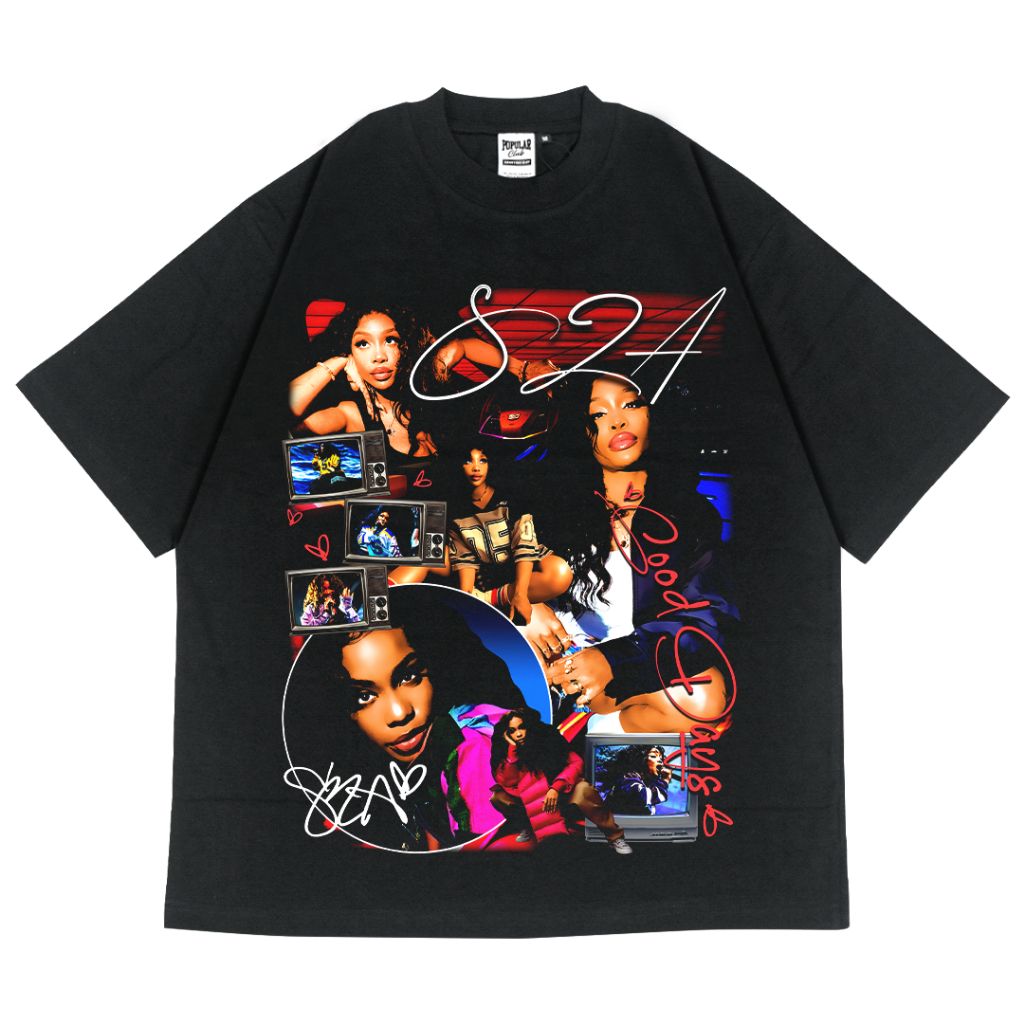 SZA Oversized Vintage T-Shirt – Black