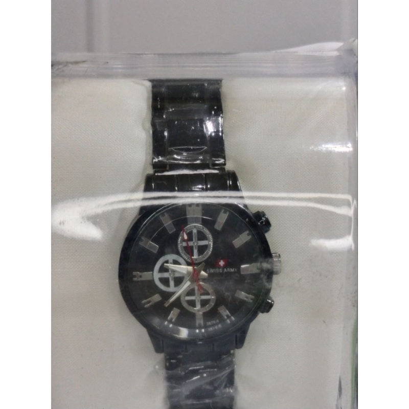 Swis Army Stainless Steel Black Hitam Jam Tangan Pria Bisnis Sport