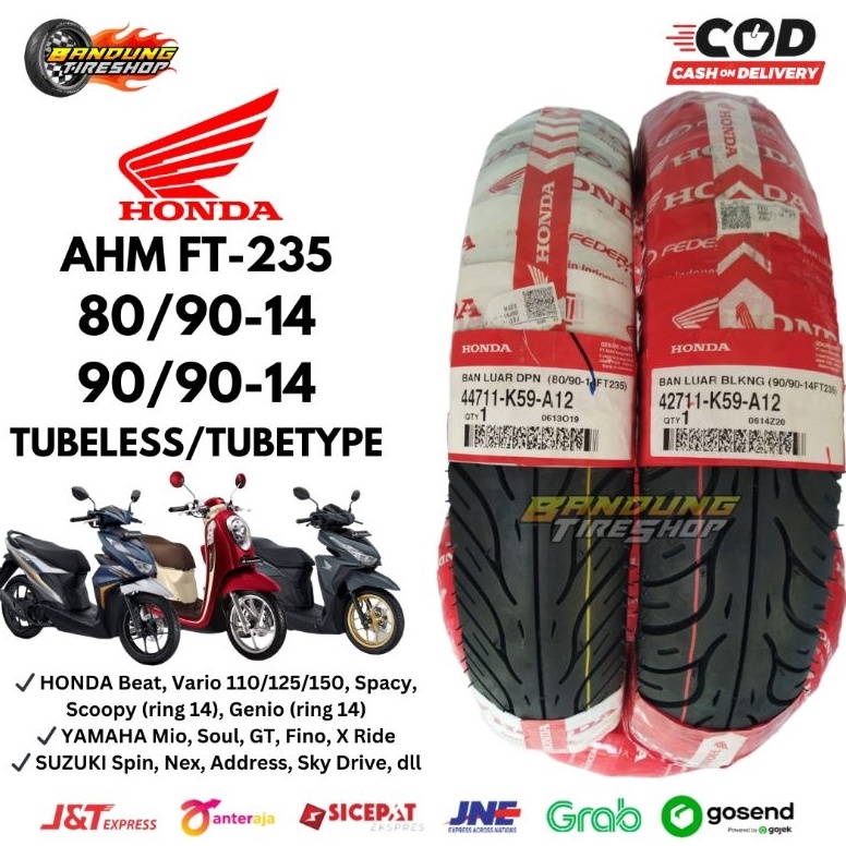 KODE L2Q PAKET 8914 9914 SEPASANG BAN LUAR HONDA FEDERAL FT235 TUBELESS TUBETYPE ORIGINAL TUBLESDEPA