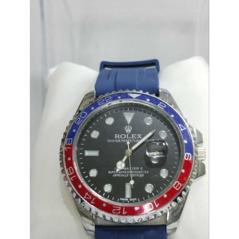 Jam Tangan Pria Rolex GMT MASTER II PEPSI Rubber Tanggal Aktif best seller