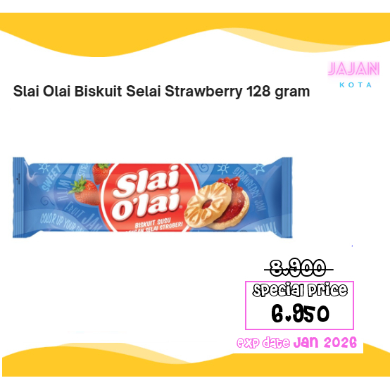 

Slai Olai Biskuit Selai Strawberry 128 gram