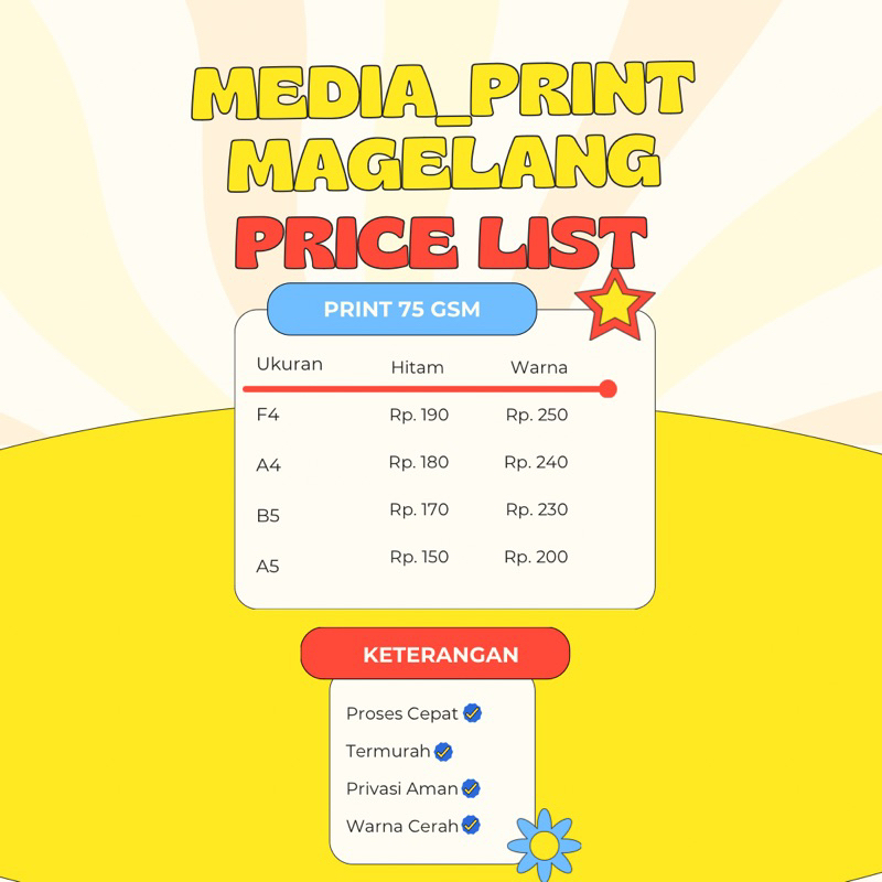 

Print A4/ F4/A5 75 gsm Murah 1 Hari jadi siap kirim Tugas/Skripsi/Brosur/Buku