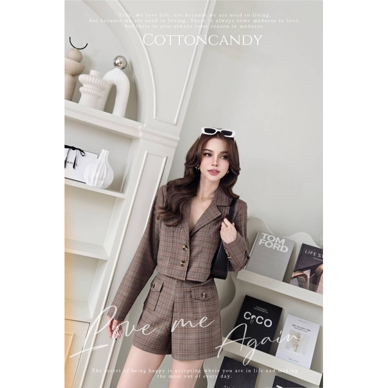 Jilly Set (Korean Plaid Blazer Shorts Set Cotton Candy Import Bangkok)