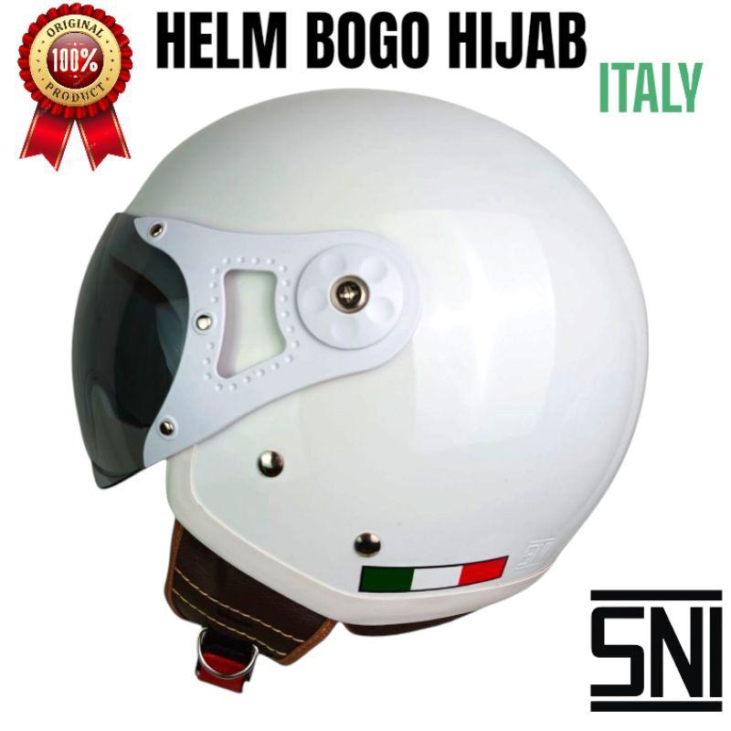 Helm Wanita Hijab Model Carglos Putih - Nyaman Untuk Pengguna Hijab