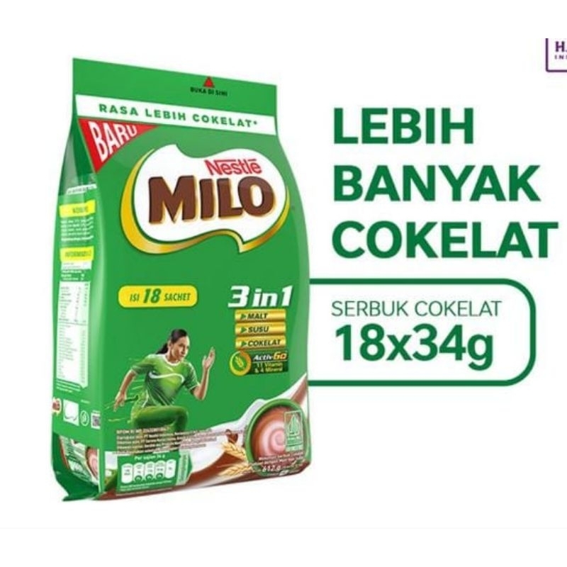 

milo healty drink 3 in 1 actigen-e 18x34gr murah banget