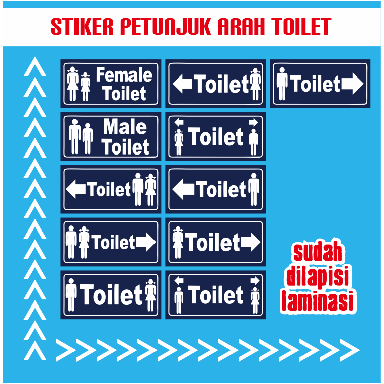 

STIKER PENUNJUK ARAH TOILET STICKER SIGN VINIL LAMINASI GLOSY