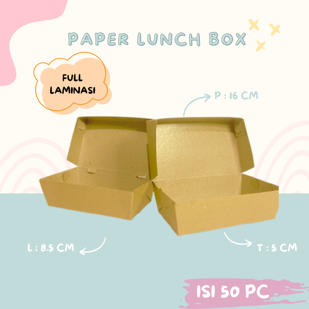 

BOX MAKANAN KERTAS COKLAT - LUNCH BOX PAPER KRAFT COKLAT LAMINASI - WADAH BROWNIES KOTAK