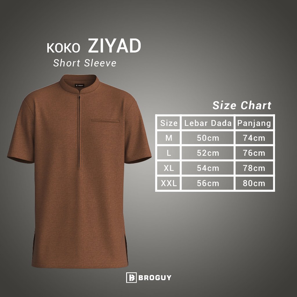 BROGUY Kemeja Koko Pria Dewasa Lengan Pendek Ziyad