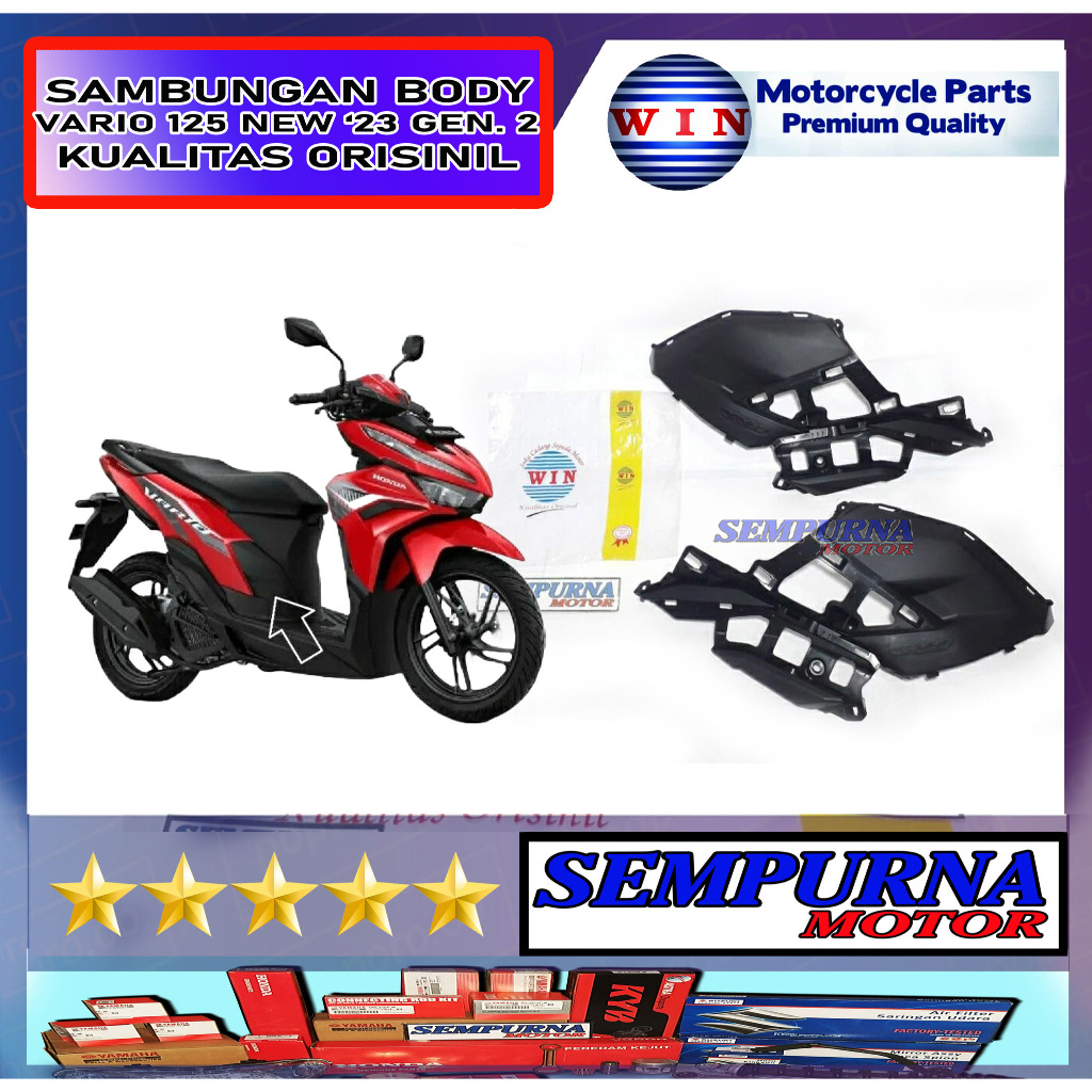 Merek Win Kualitas Original Cover Body Kecil Sambungan Body Vario 125 New 2023 Gen 2