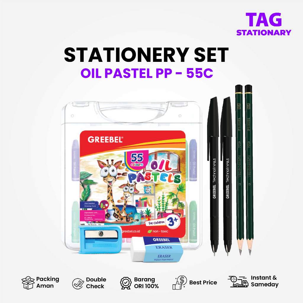 

Crayon Greebel 55 Warna / Krayon Oil Pastel Bundling Pensil Set / Kids Oil Pastel