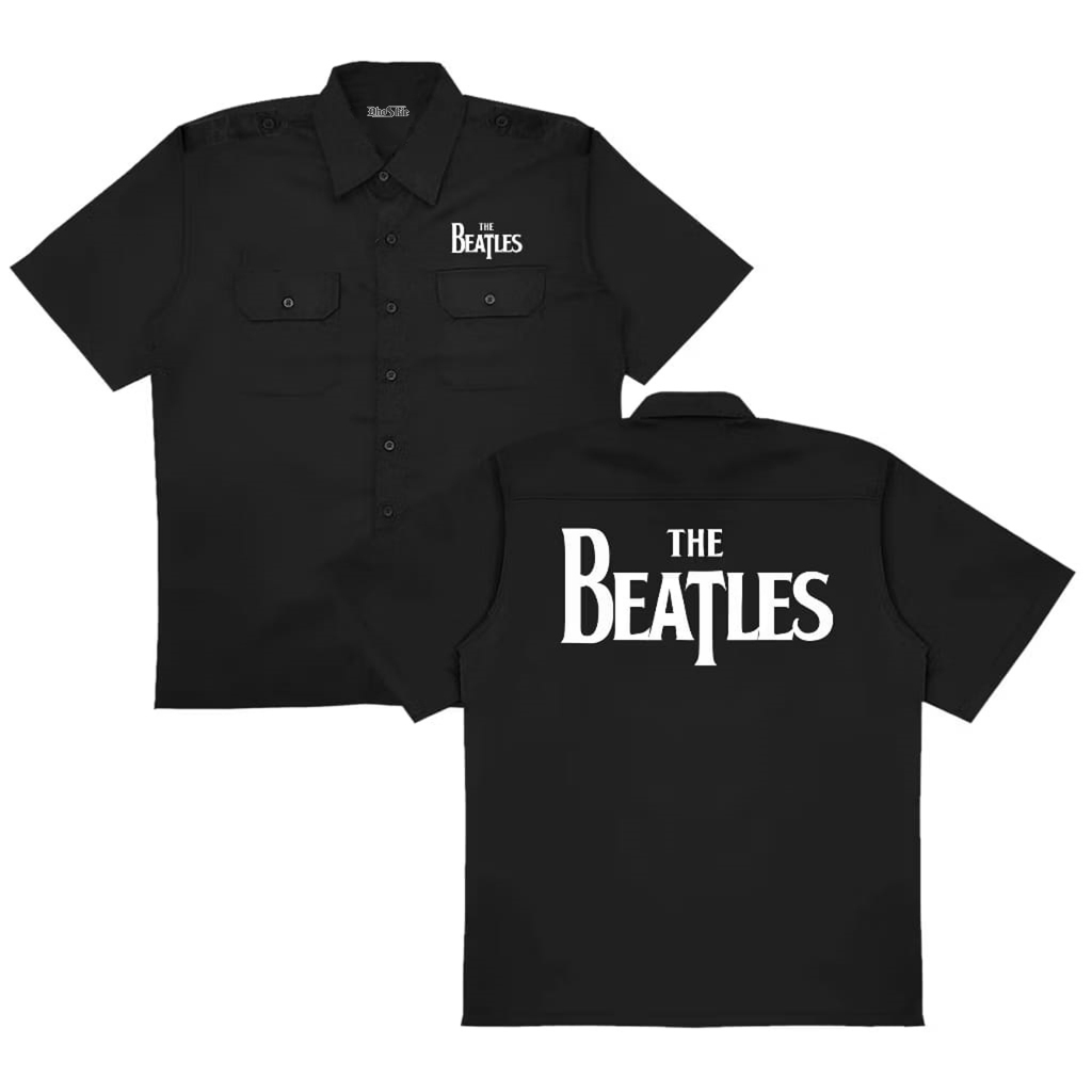 Dhoskie Workshirt The Beatles  Kemeja Kerja Pdh Warna Hitam Kemeja Pria Wanita Unisex