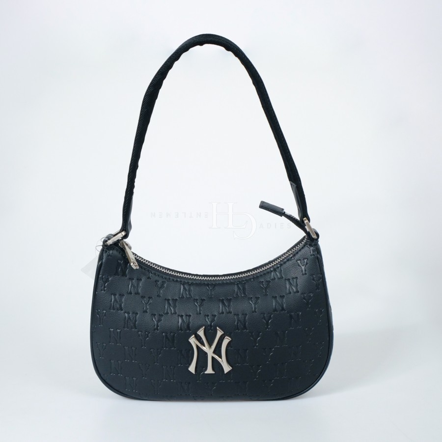 NY Monogram Embos Hobo Bag Black