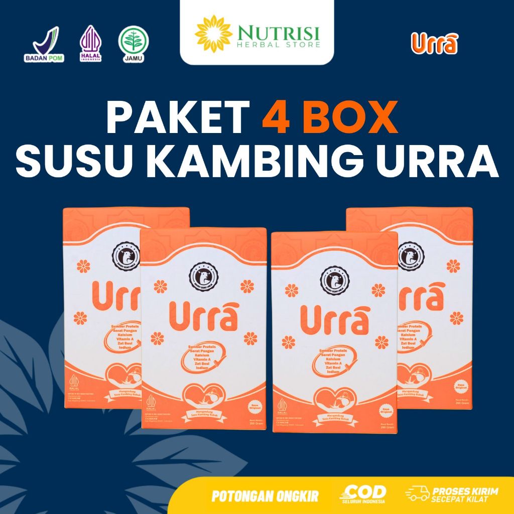 

Paket 4 Box Susu Urra - Bebas Prengus, Tinggi Protein & Kalsium - Original Halal BPOM