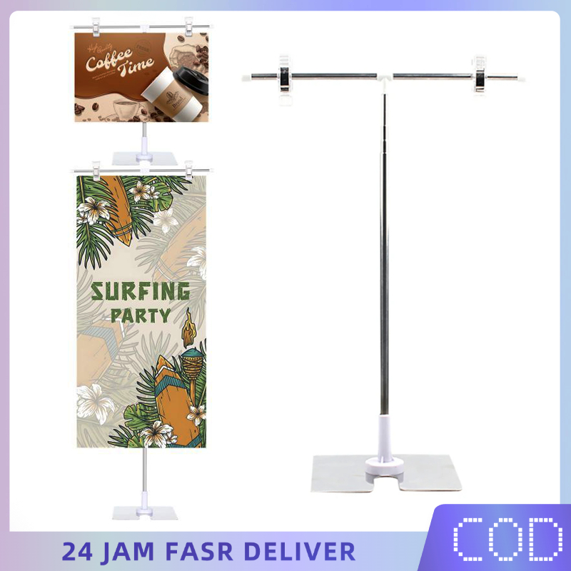 

1 Set Poster T Stand Meja Jepit Adjustable Tinggi Standing Pop 90cm T Stand Meja Jepit Promosi